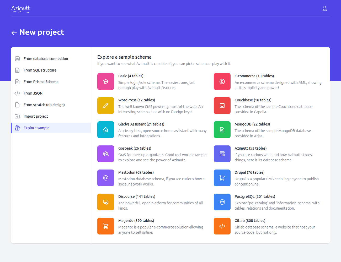 Azimutt sample projects