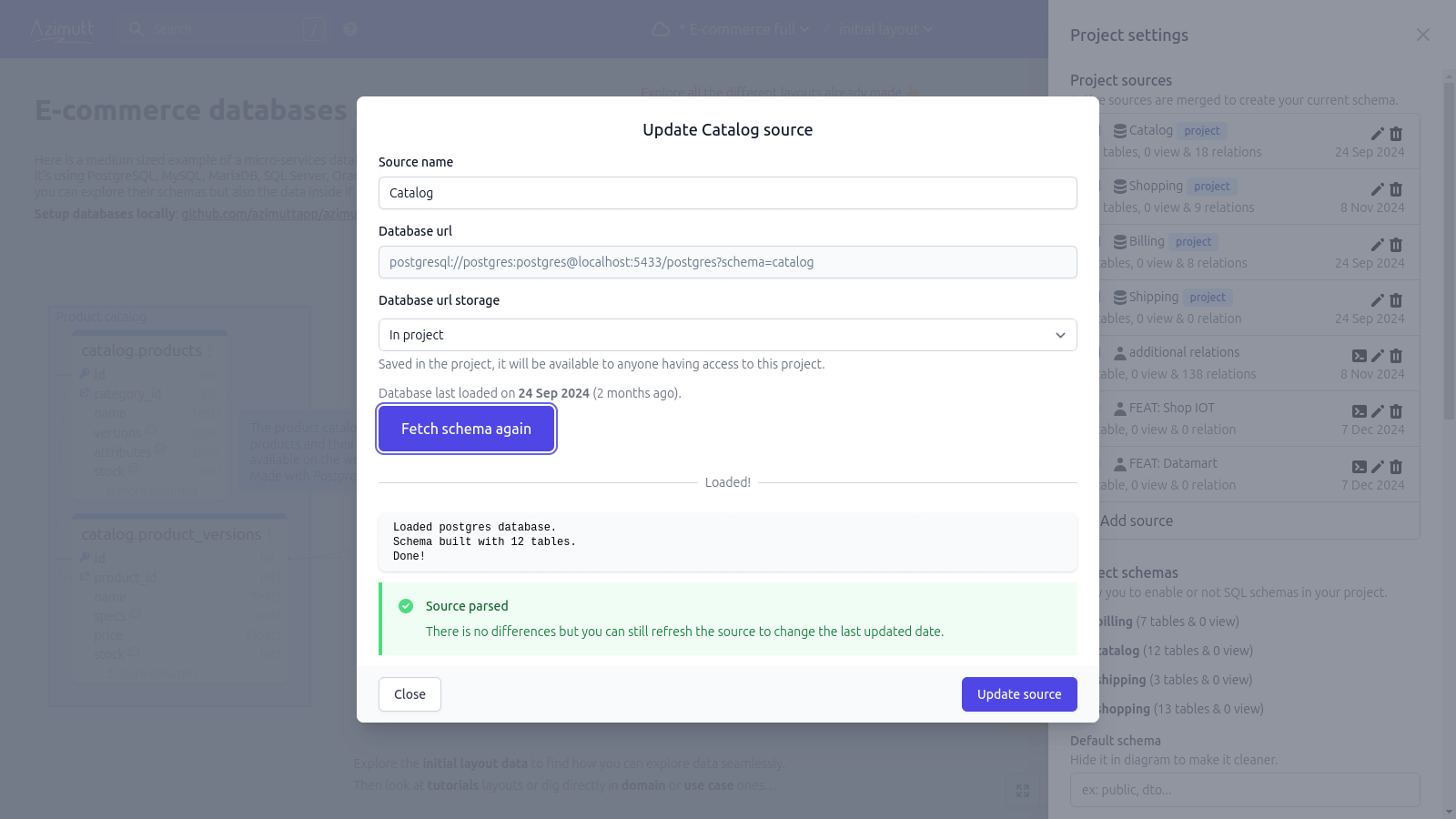 Refresh a source schema